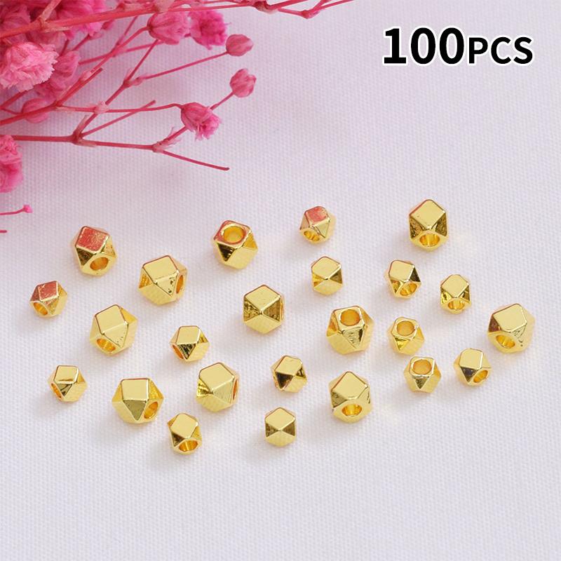 Jewelry Making Classes - 100個入り ファセットスペーサービーズ 金メッキ 光沢のある 色褪せにくい DIYブレスレット