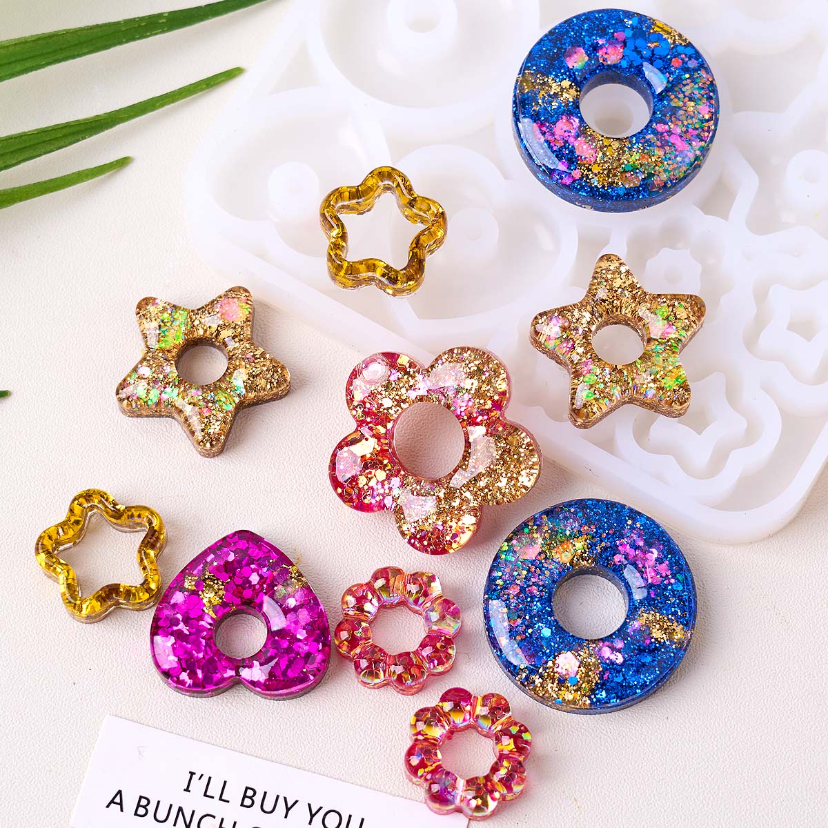 Jewelry Making Mold - Multifuntional ジュエリーシリコーン型 DIY 手作りハートスターフラワーイヤリングペンダントキーホルダーエポキシ樹脂クラフト鋳造金型