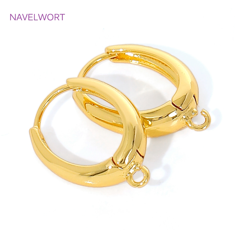 Jewelry Making Earring Supplies - 18K金メッキ真鍮製イヤーワイヤーファスナー、オーバルイヤリングフィクスチャー、イヤリングフック、イヤリング用アクセサリー、DIYジュエリー製作パーツ