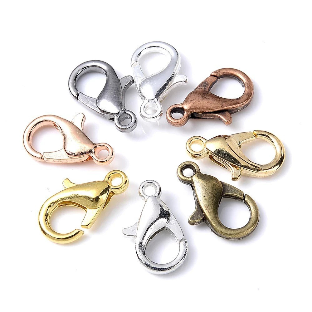 Jewelry Making Class - 100個入り 9mm 12mm 14mm 亜鉛合金ロブスタークラスプ マルチサイズ
