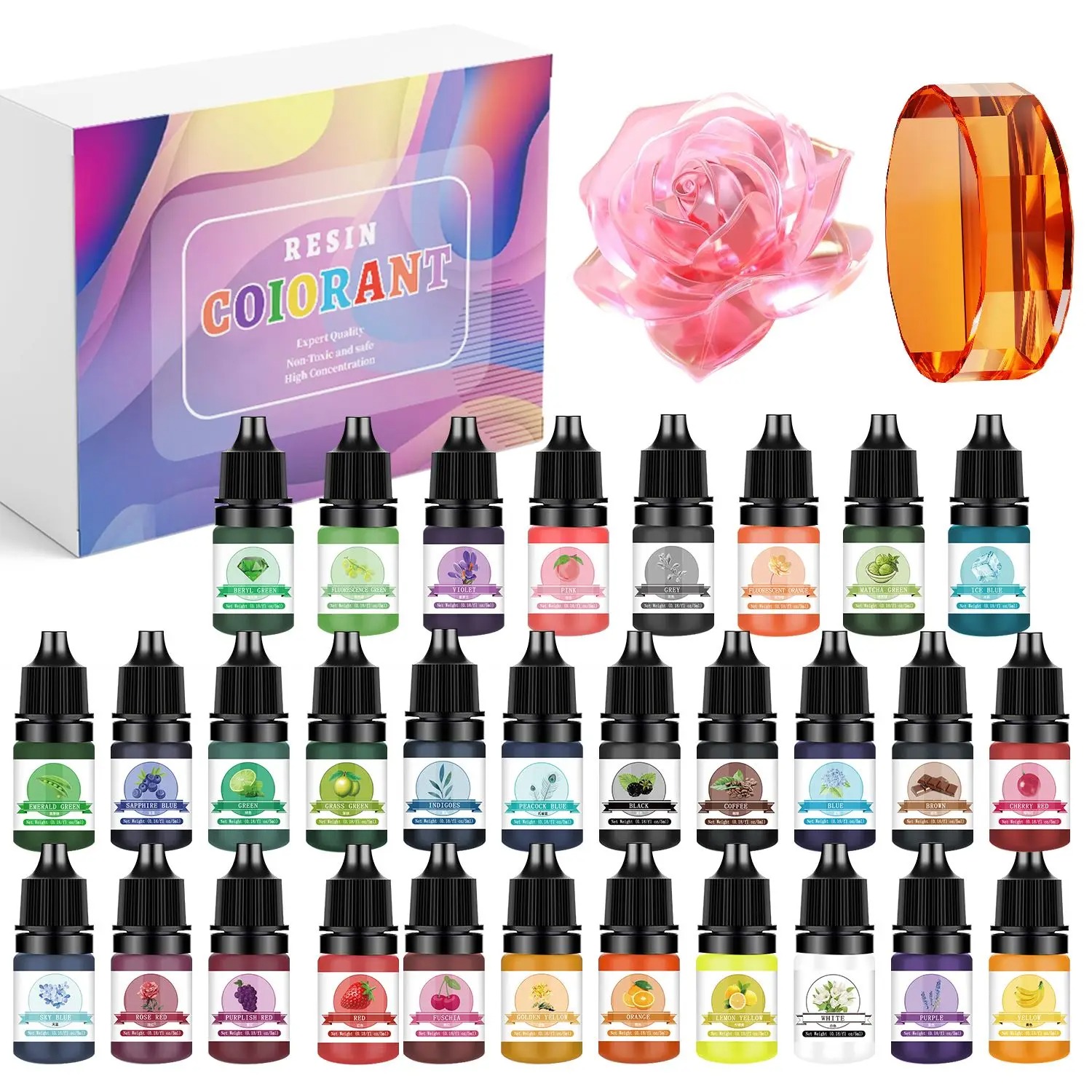 Jewelry Making Degree - 30色 5ml エポキシ樹脂顔料キット 液体着色剤 DIY UVエポキシ樹脂型