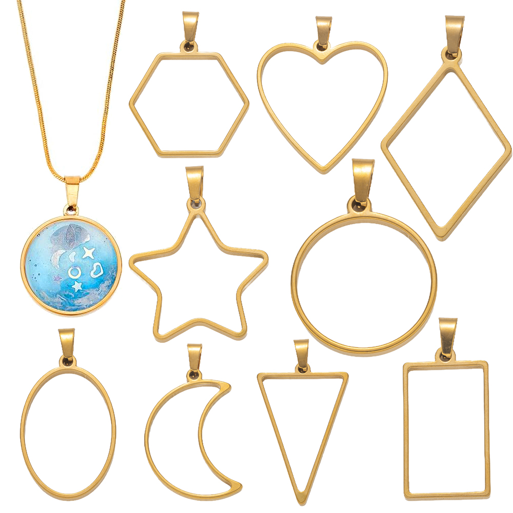 Jewelry Making Mold - 5個入り ステンレス製 オープンバック レジンモールド ペンダント ブランク