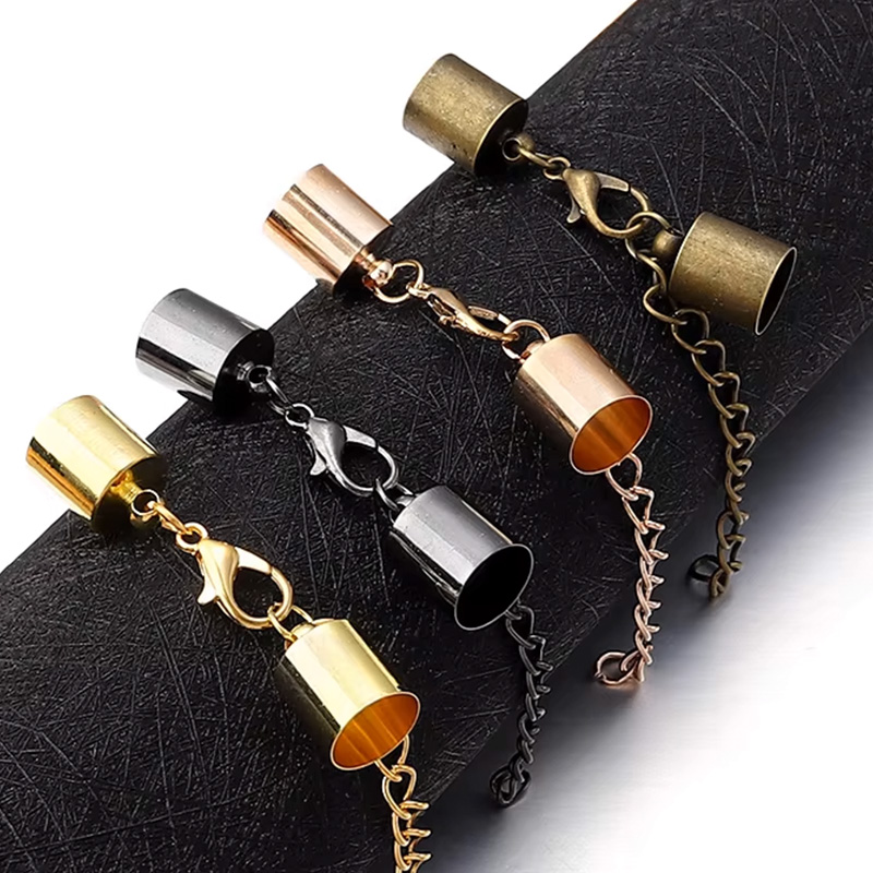 Jewelry Making Class - 10 セット革コードエンドキャップロブスタークラスプ延長チェーンジュエリー作成 DIY ブレスレットネックレスコネクタアクセサリー