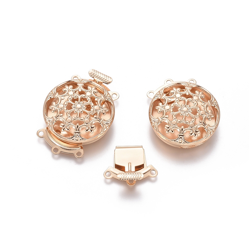 Jewelry Making Kits - 10セット真鍮フラワーマルチストランドボックスクラスプ、3ストランド6穴メッキクラスプ31x22x7mm、1.2mm穴付き、ジュエリー作りDIY用