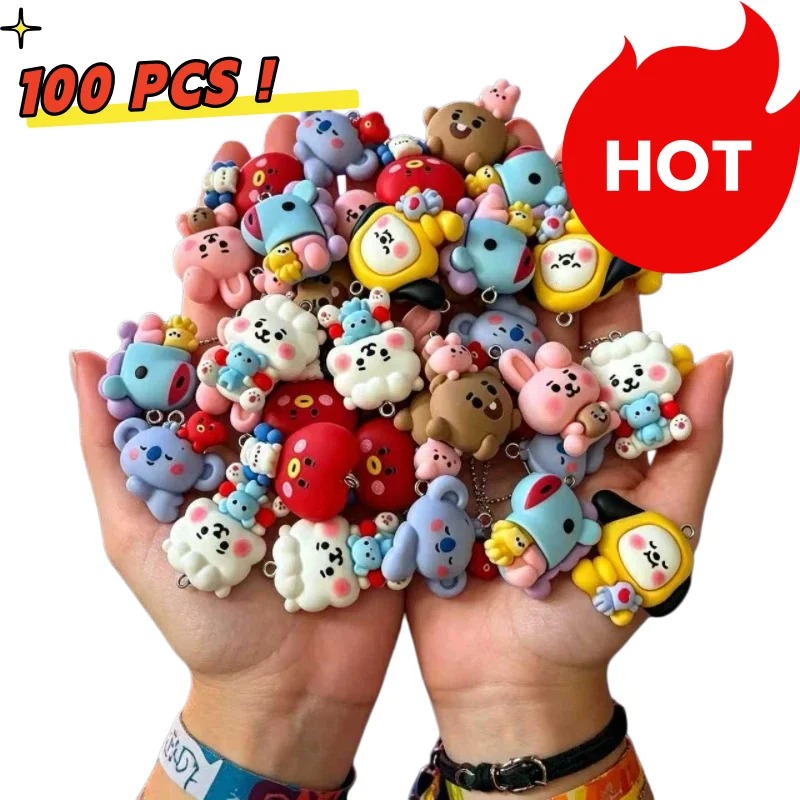 Jewelry Making Earring Supplies - 7 個 BT21 樹脂漫画チャーム DIY アクセサリークラフト用品ジュエリー作成用イヤリングネックレスブレスレットペンダント電話デコ