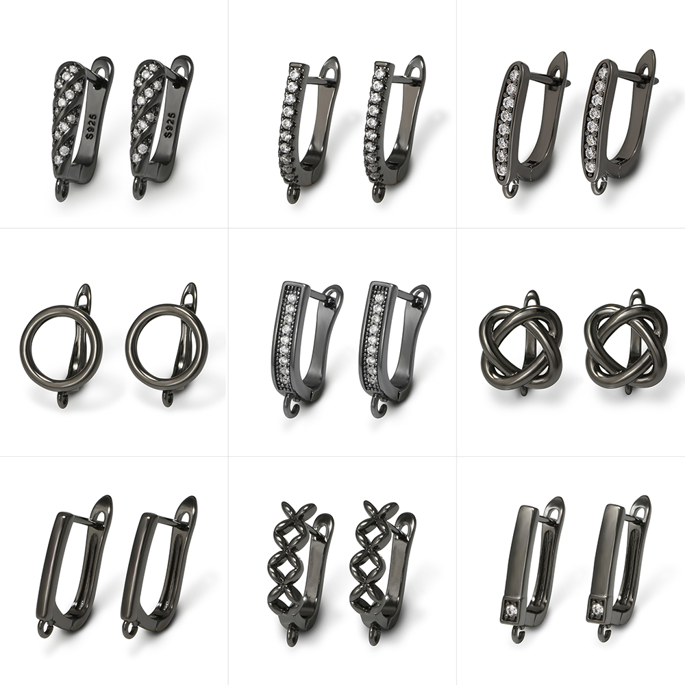 Jewelry Making Class - YANASI 1 ペアガンブラック真鍮イヤリングフック DIY 女性ジュエリー作成用品所見アクセサリー抗アレルギー
