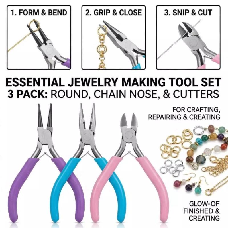 Jewelry Making Classes - ジュエリー作成用プライヤーツールセット 滑り止めハンドル ステンレス鋼 学校の工芸クラス DIYジュエリー作成プロジェクト用