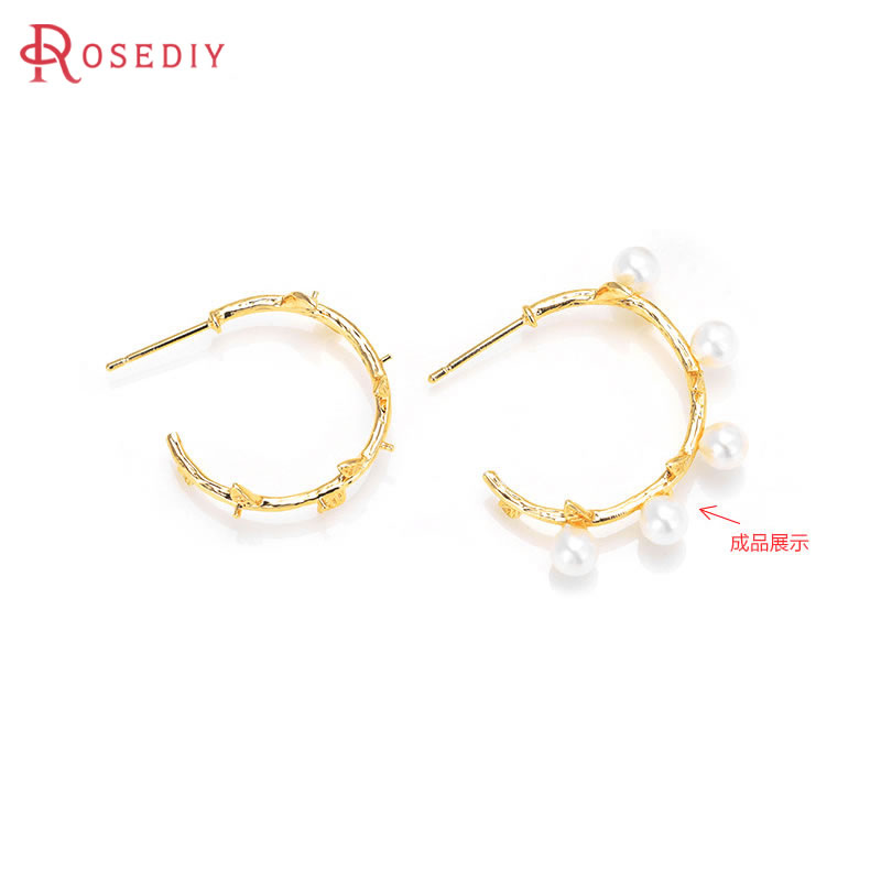 Jewelry Making Earring Supplies - 6 個 18 K ゴールドカラー真鍮ハーフピンラウンドスタッドピアス高品質ジュエリー作成用品ネックレスアクセサリー女性のための