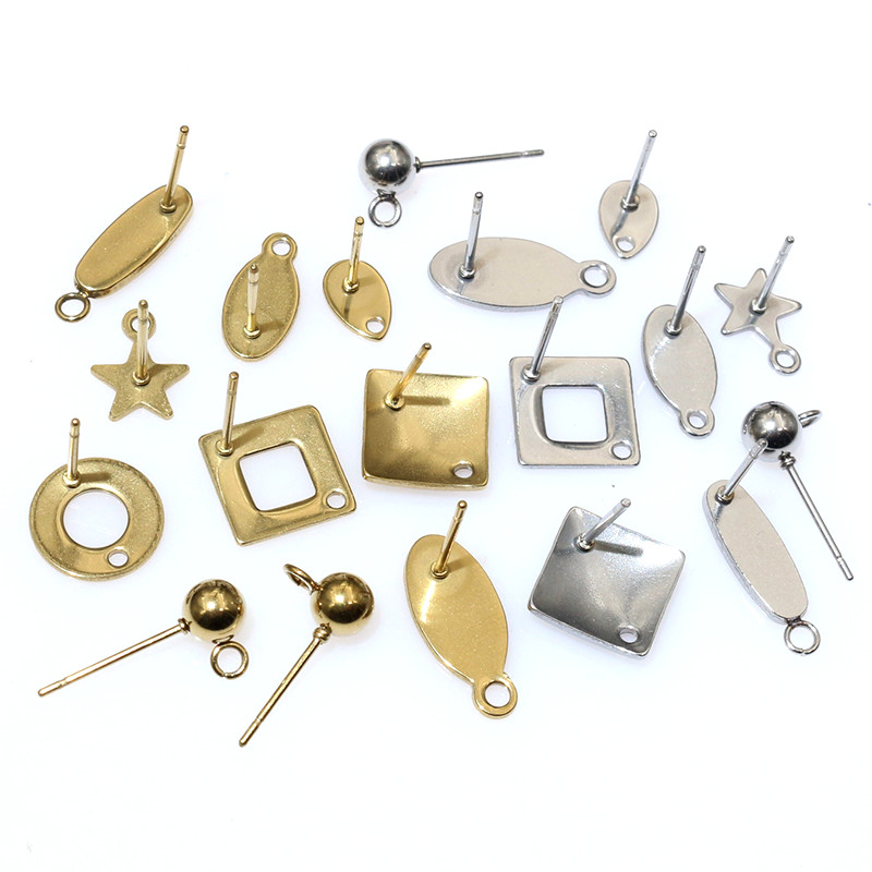 Jewelry Making Kits - 20個ステンレス鋼クラフトイヤリングスタッド幾何学的多角形イヤリングポストコネクタDIYイヤリングジュエリー製造用品