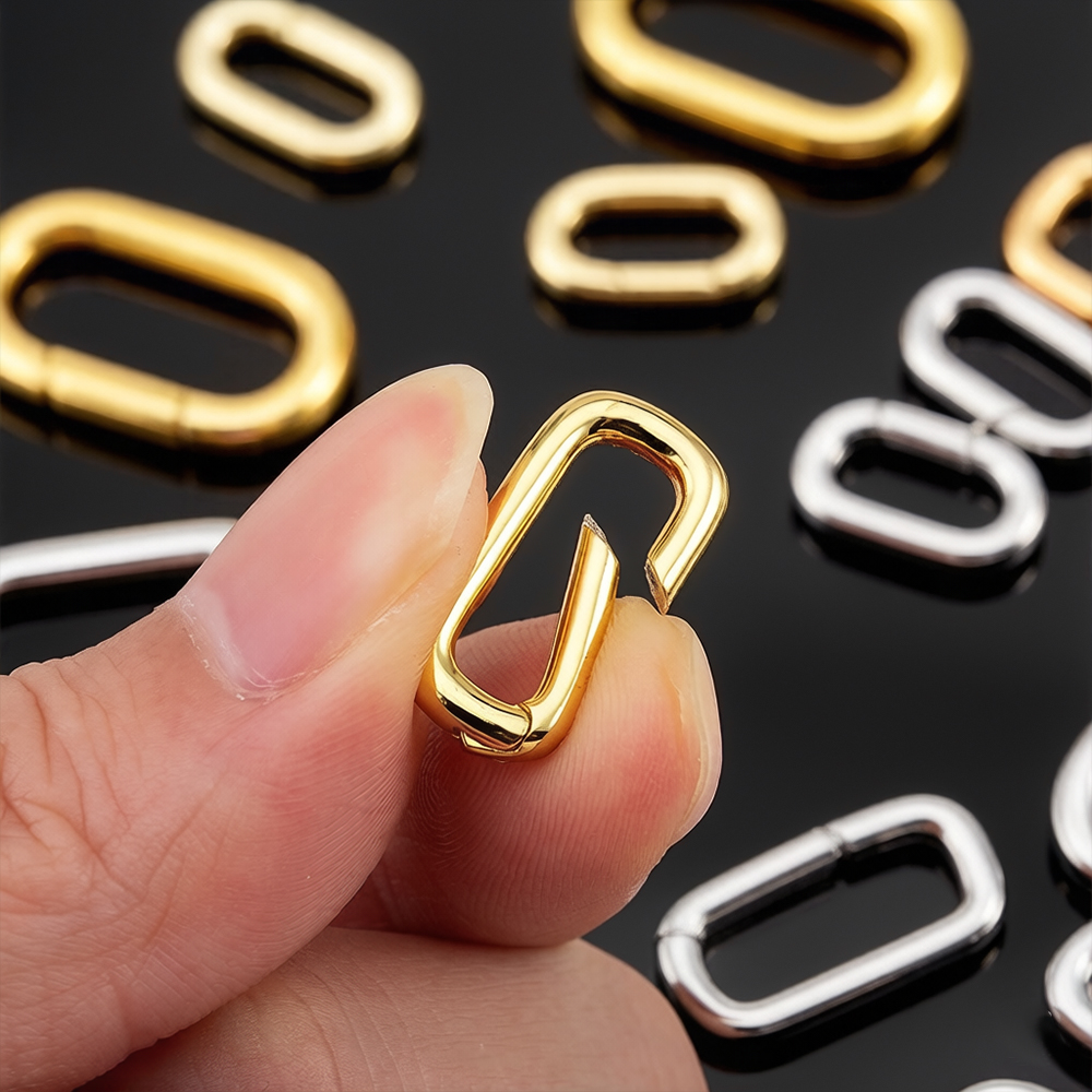 Jewelry Making Class - 2個入り 18K金メッキ オーバルカラビナネックレスクラスプ スプリングリング パールエンハンサーコネクター DIYジュエリーブレスレット製作用