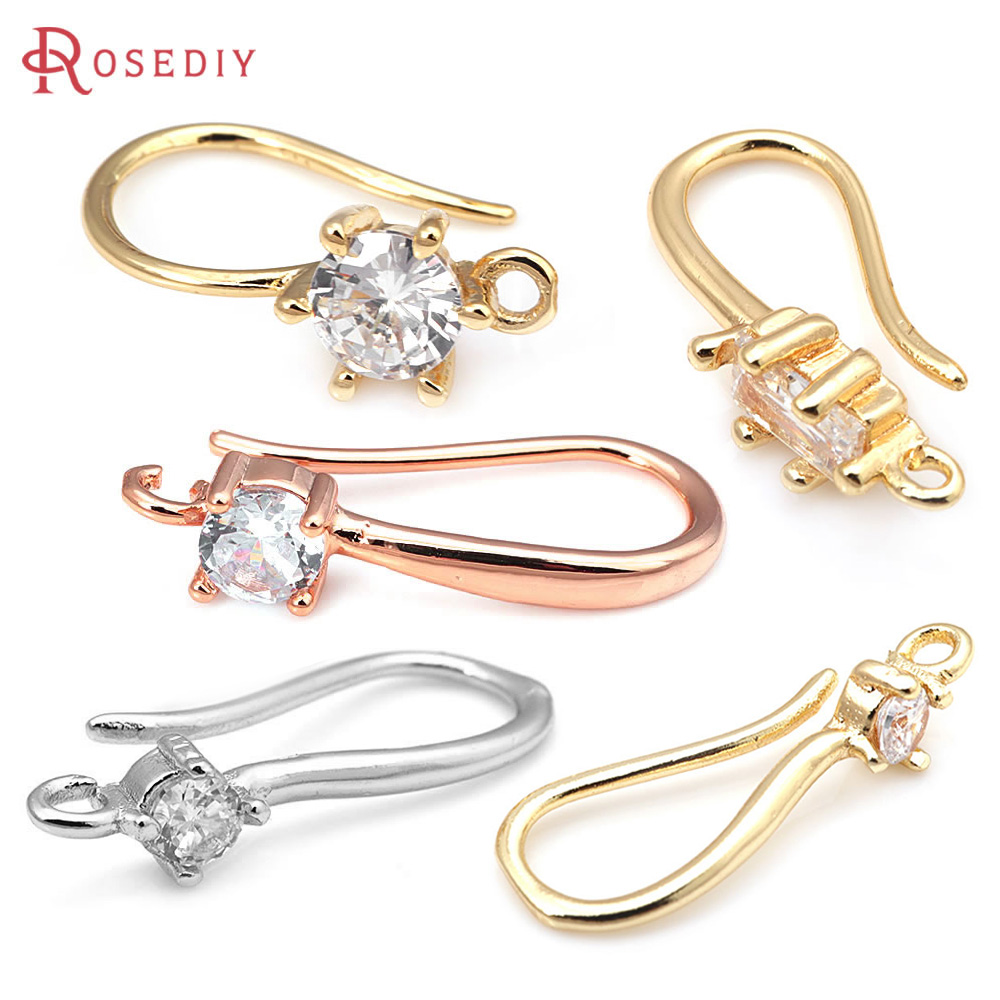 18K ゴールドカラー真鍮ジルコンラウンドイヤリングフック高 - Jewelry Making Earring Supplies のレビューと価格