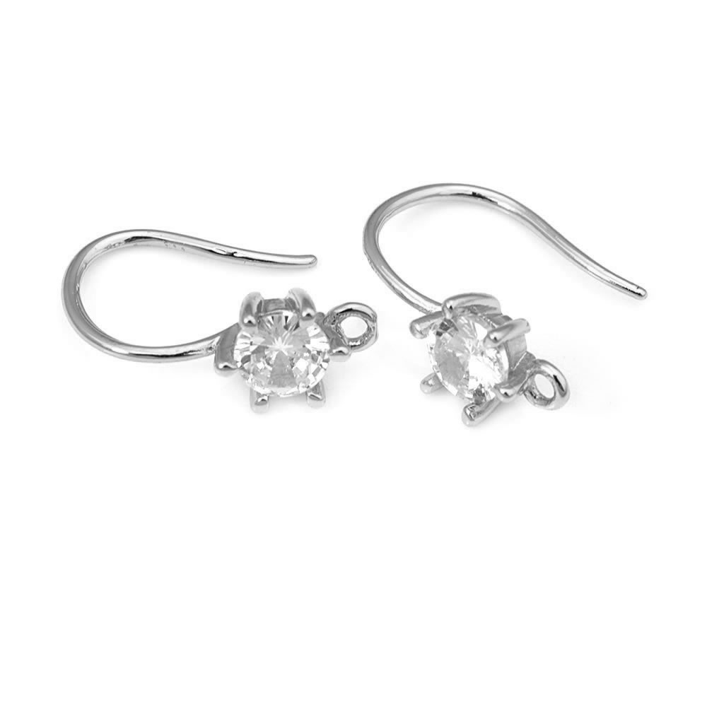 18K ゴールドカラー真鍮ジルコンラウンドイヤリングフック高 - Jewelry Making Earring Supplies のレビューと価格