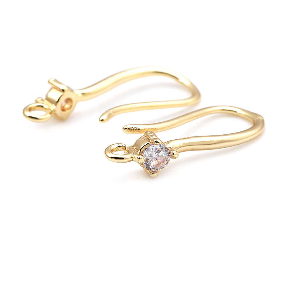 18K ゴールドカラー真鍮ジルコンラウンドイヤリングフック高 - Jewelry Making Earring Supplies のレビューと価格