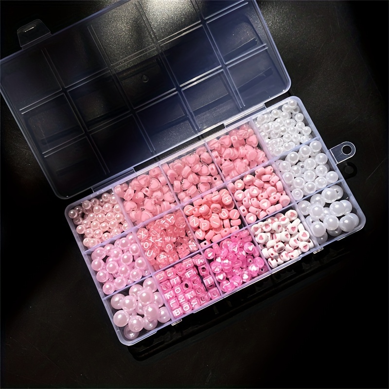 10個入りピンクのアルファベットボックス、アクリルビーズ、手 - Jewelry Making Degree のレビューと価格
