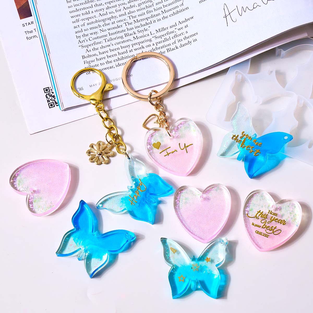 6穴付きイヤリングシリコンモールドDIYハート蝶形エポキシ樹 - Jewelry Making Mold のレビューと価格