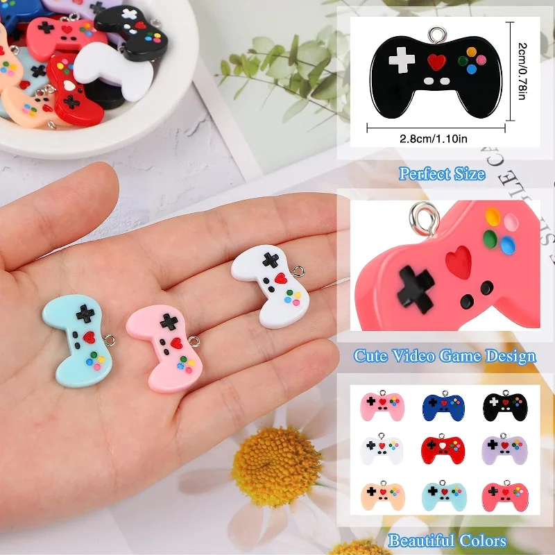 女性用レジンビデオゲームコントローラー,9個,ペンダント,キ - Jewelry Making Videos のレビューと価格