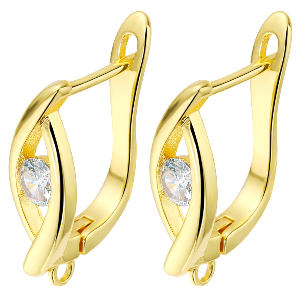 Justya-女性用イヤリング,ゴールドシルバーメッキ,クリ - Jewelry Making Earring Supplies のレビューと価格