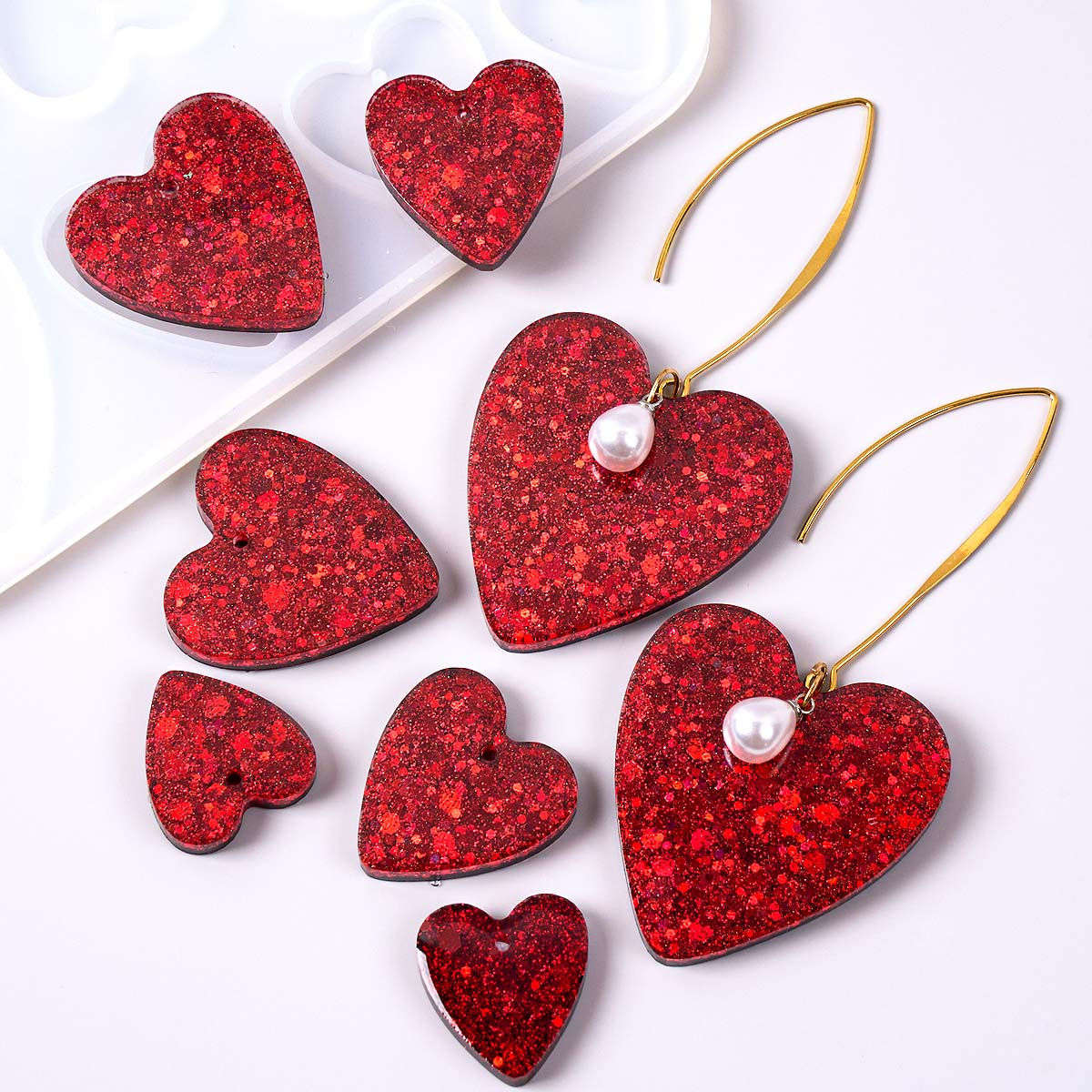 ハート型イヤリングペンダントシリコンモールド DIY ラブシ - Jewelry Making Mold のレビューと価格