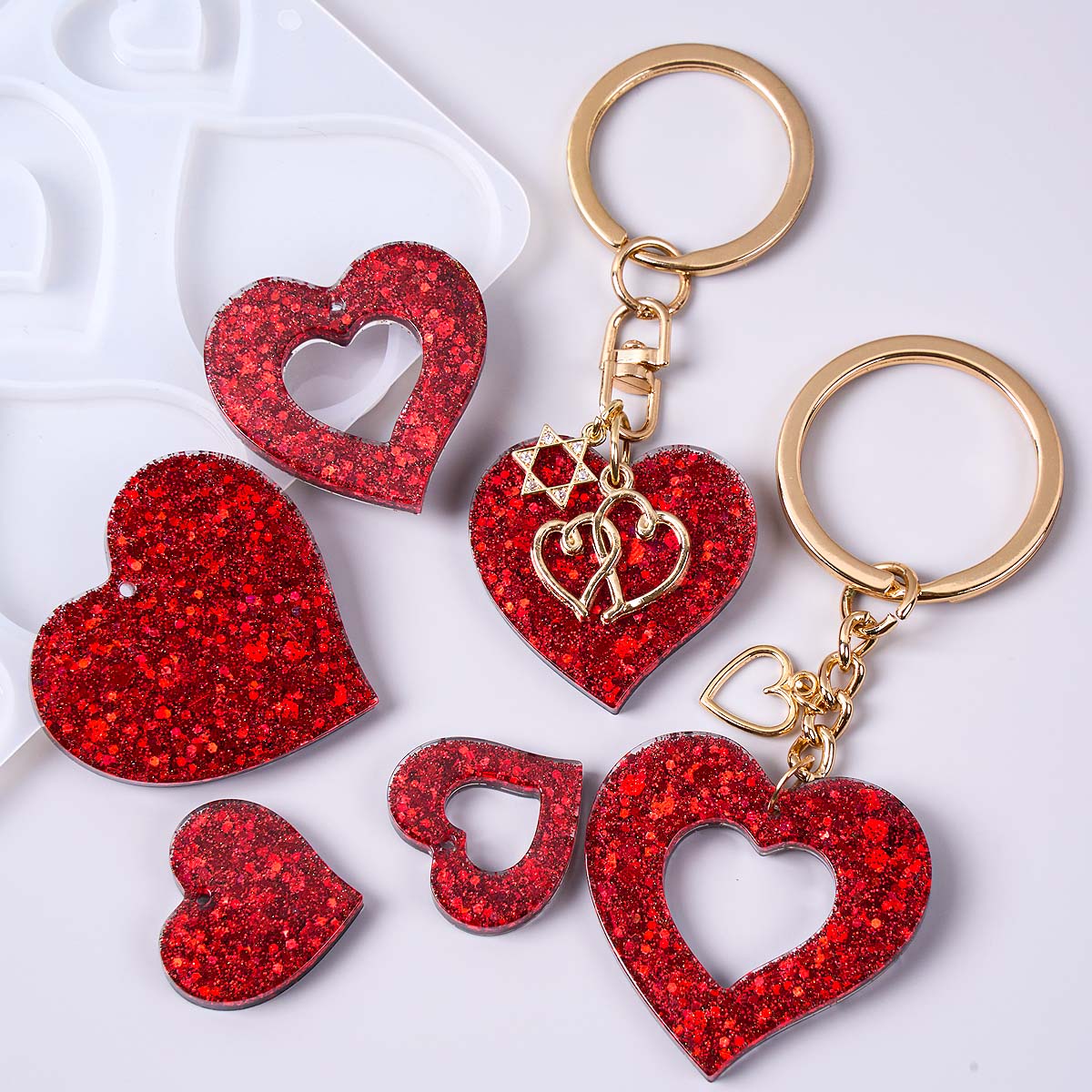 ハート型イヤリングペンダントシリコンモールド DIY ラブシ - Jewelry Making Mold のレビューと価格