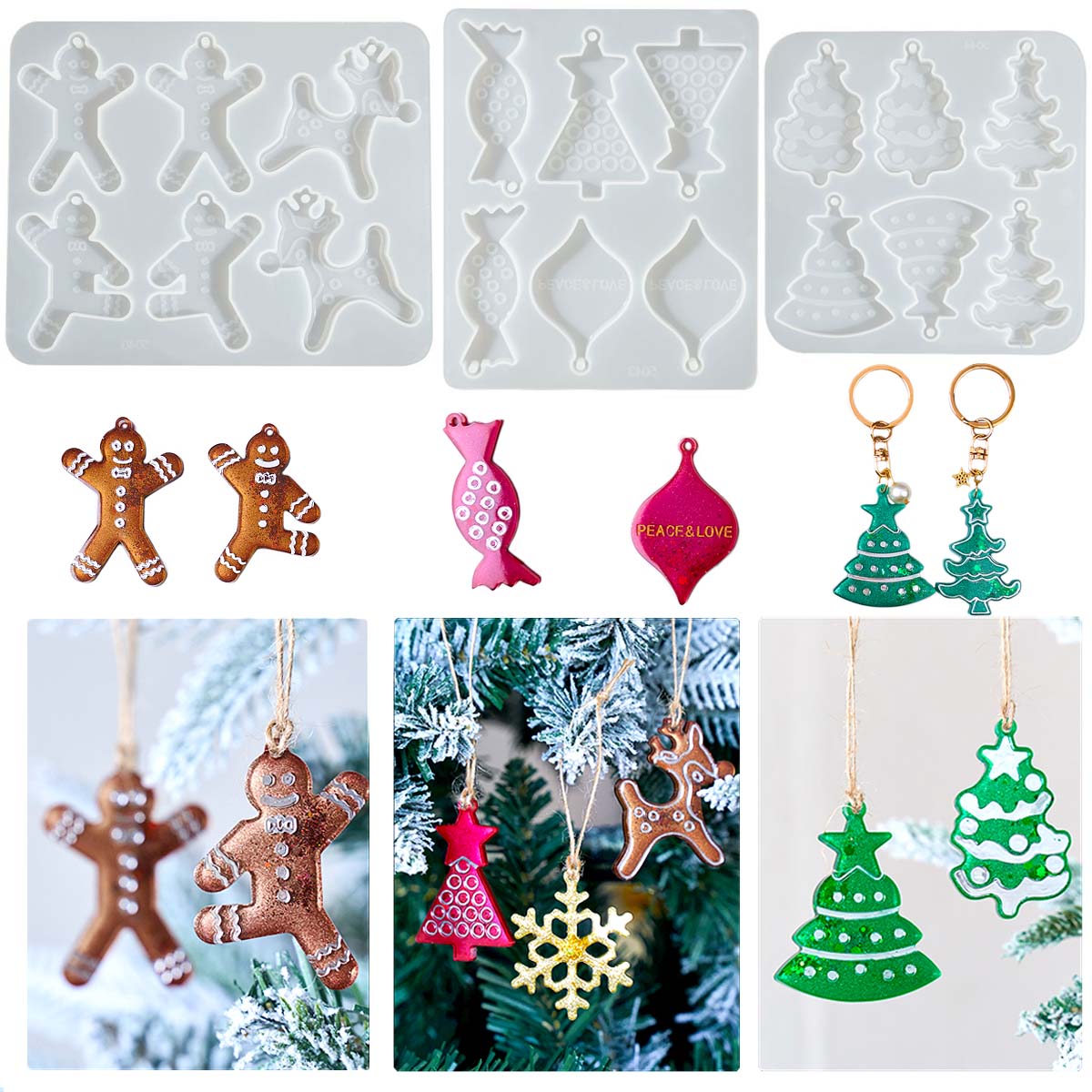 クリスマスシリーズイヤリングペンダントシリコンモールド DI - Jewelry Making Mold のレビューと価格
