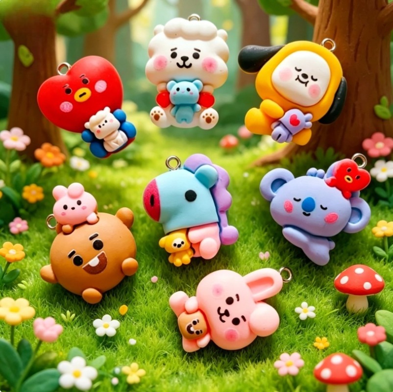 7 個 BT21 樹脂漫画チャーム DIY アクセサリークラ - Jewelry Making Earring Supplies のレビューと価格