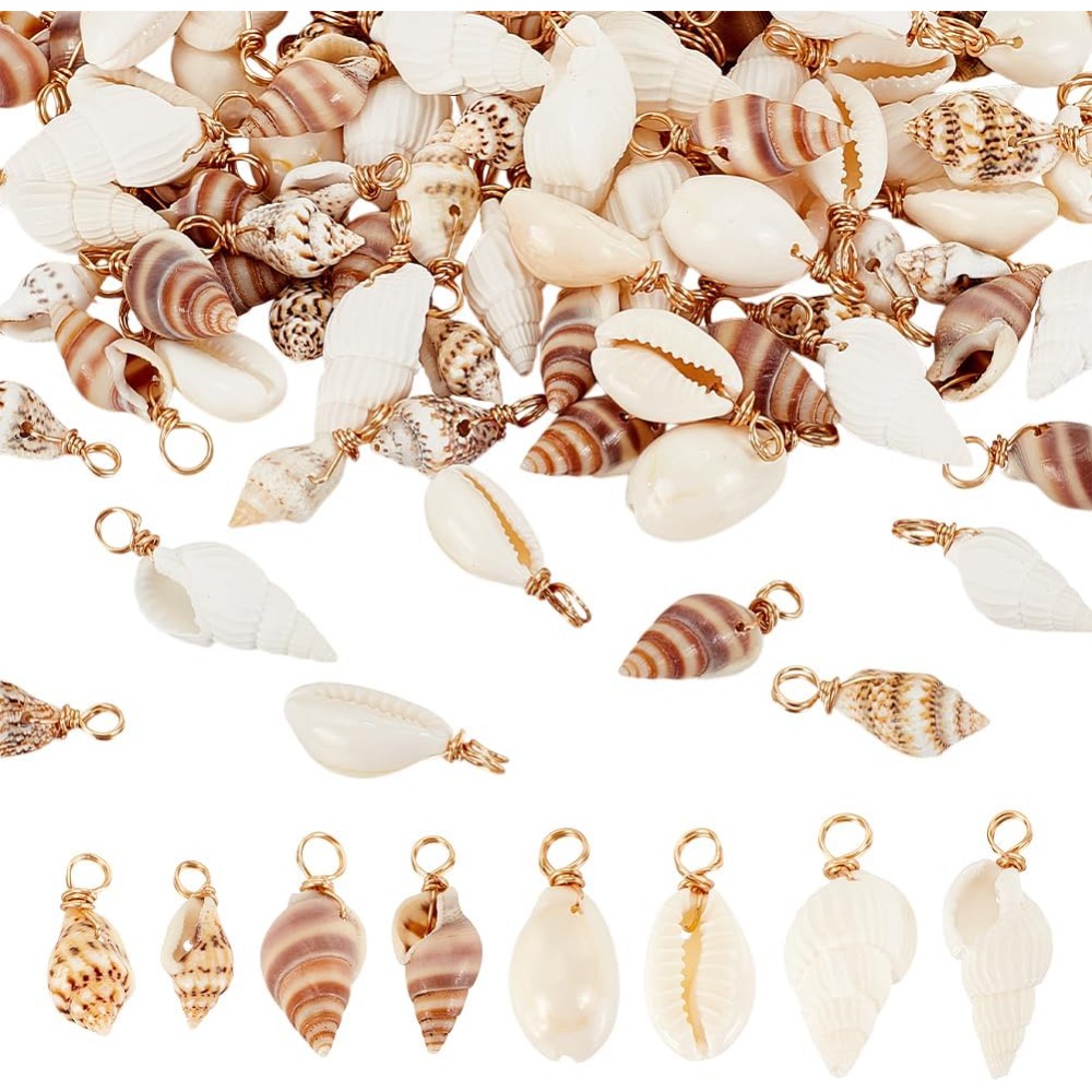 100 個 4 スタイルナチュラルシェルチャームペンダント貝 - Jewelry Making Degree のレビューと価格