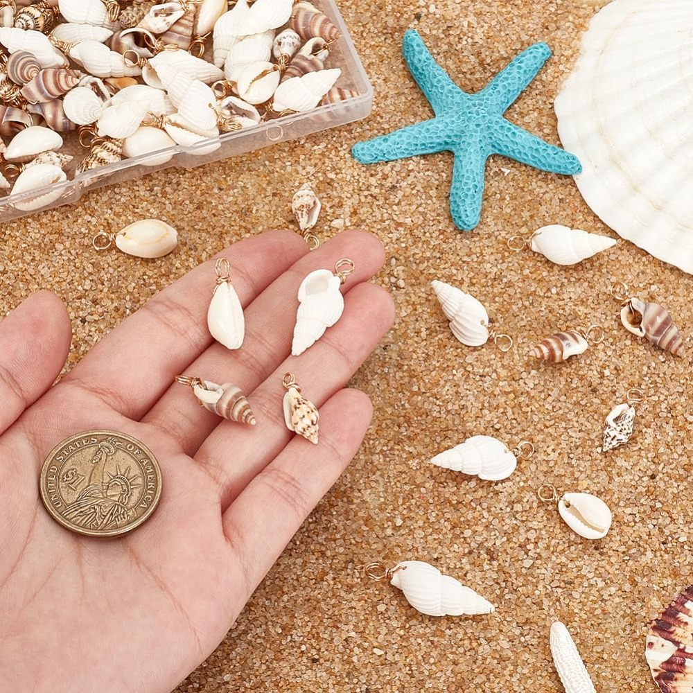100 個 4 スタイルナチュラルシェルチャームペンダント貝 - Jewelry Making Degree のレビューと価格