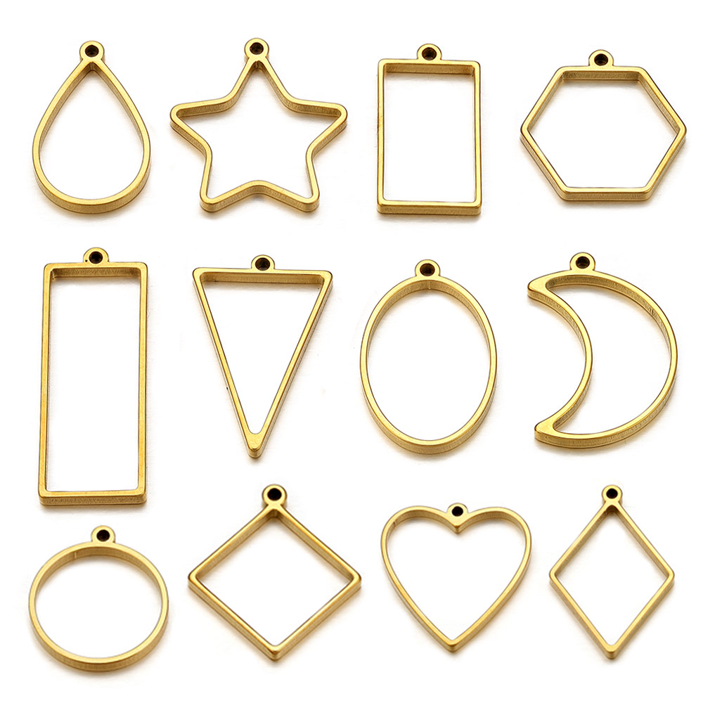 10個入り ステンレス製 幾何学模様 メタルコネクターチャー - Jewelry Making Mold のレビューと価格
