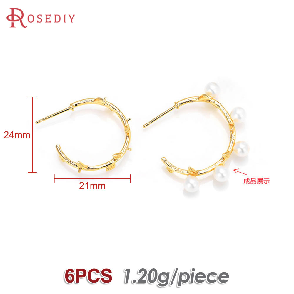 6 個 18 K ゴールドカラー真鍮ハーフピンラウンドスタッ - Jewelry Making Earring Supplies のレビューと価格