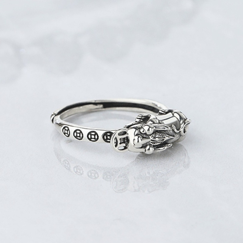 シルバーの新しいヴィンテージ風オールドフォーチュン貔貅リング - Jewelry Making Classes のレビューと価格